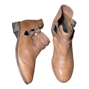 Diba Tan‎ Strappy Ankle Boots Super soft distressed leather sz 10